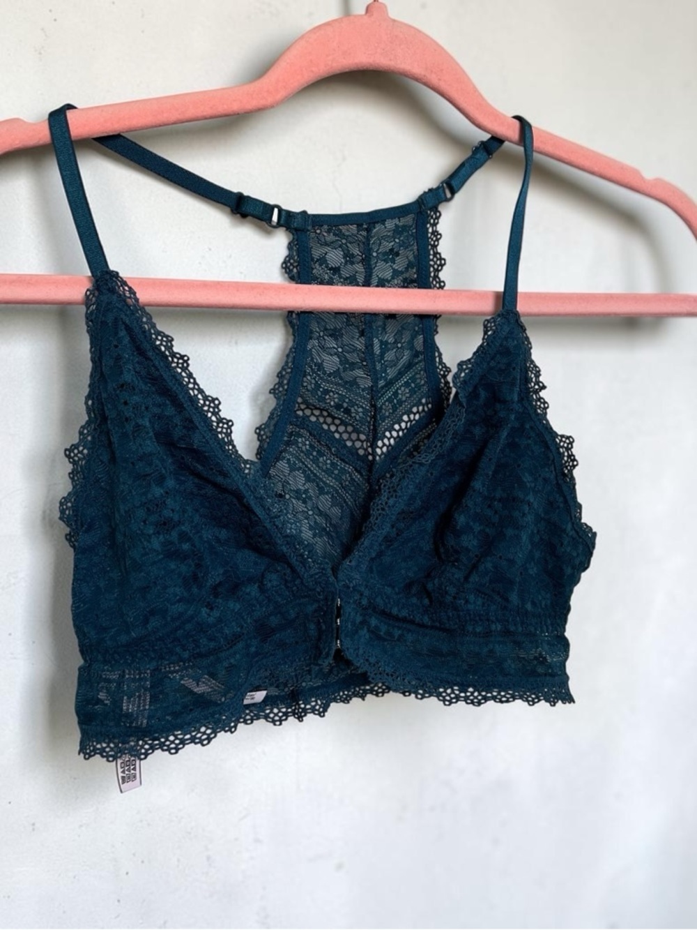 Victoria’s Secret Lace Front Close Bralette Teal Racerback Y2K M